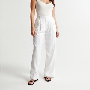 Abercrombie white linen curve love pants